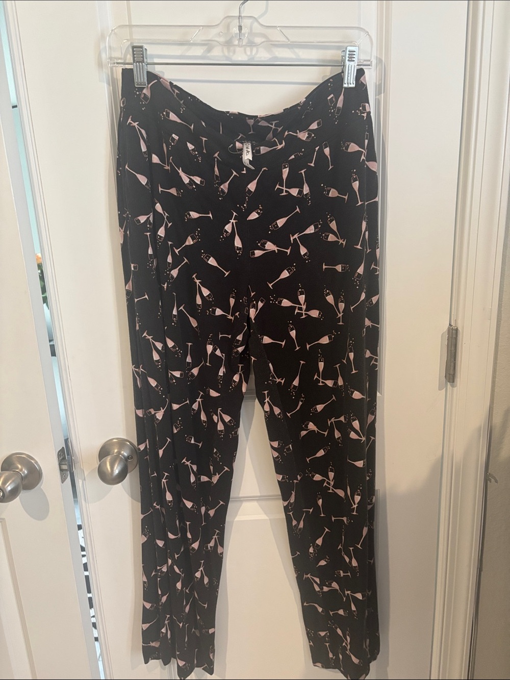 Black & Pink Soma Lounge Pants with Champagne Print